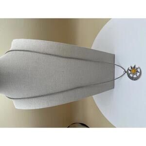 Silver and Citrine Yellow Sun and Moon Pendant Necklace